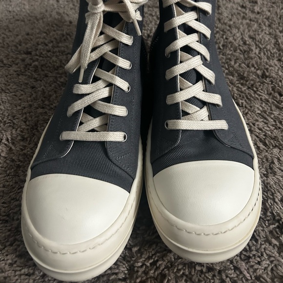 Rick Owens Blue and White High-Top Sneakers